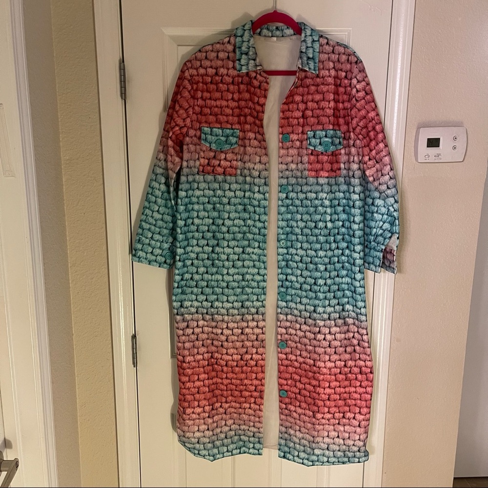 Long Multicolor Cardigan Coat
